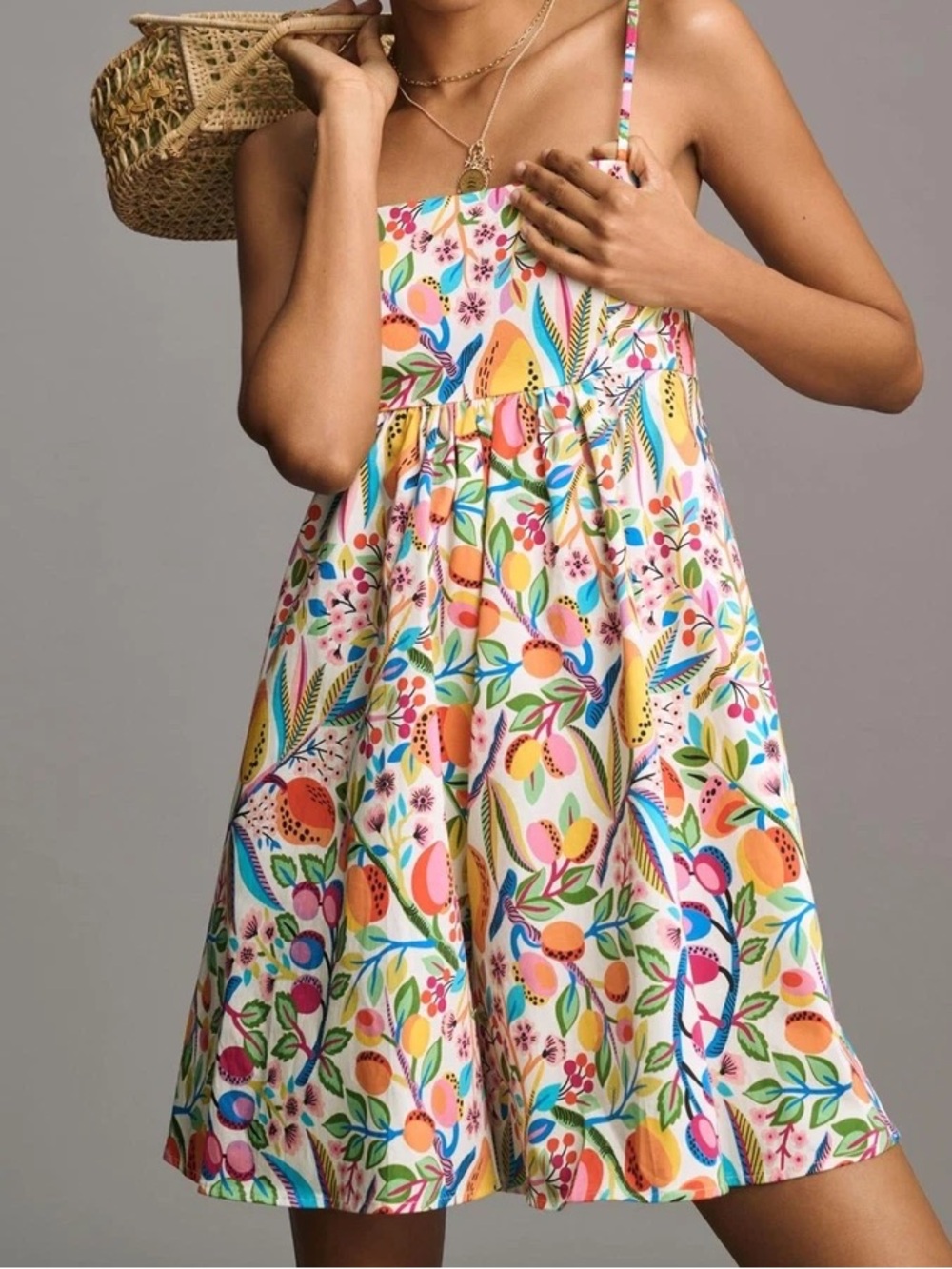 Anthropologie Hutch Colorful Mango Tropical Floral Mini Dress Romper size L